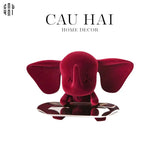 TƯỢNG TRANG TRÍ CERAMIC BORDEAUX VELVET ELEPHANT-CẬU HAI HOME DECOR