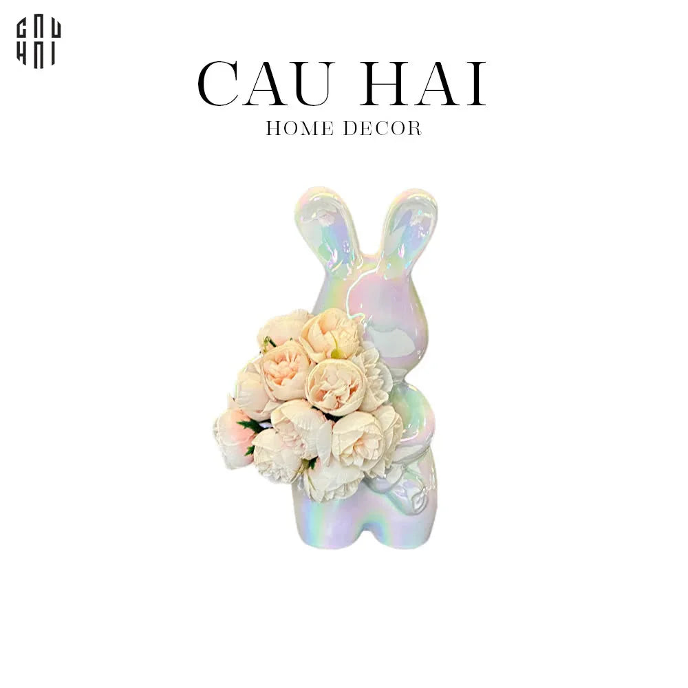 TƯỢNG TRANG TRÍ CERAMIC ROMANTIC BUNNY-CẬU HAI HOME DECOR