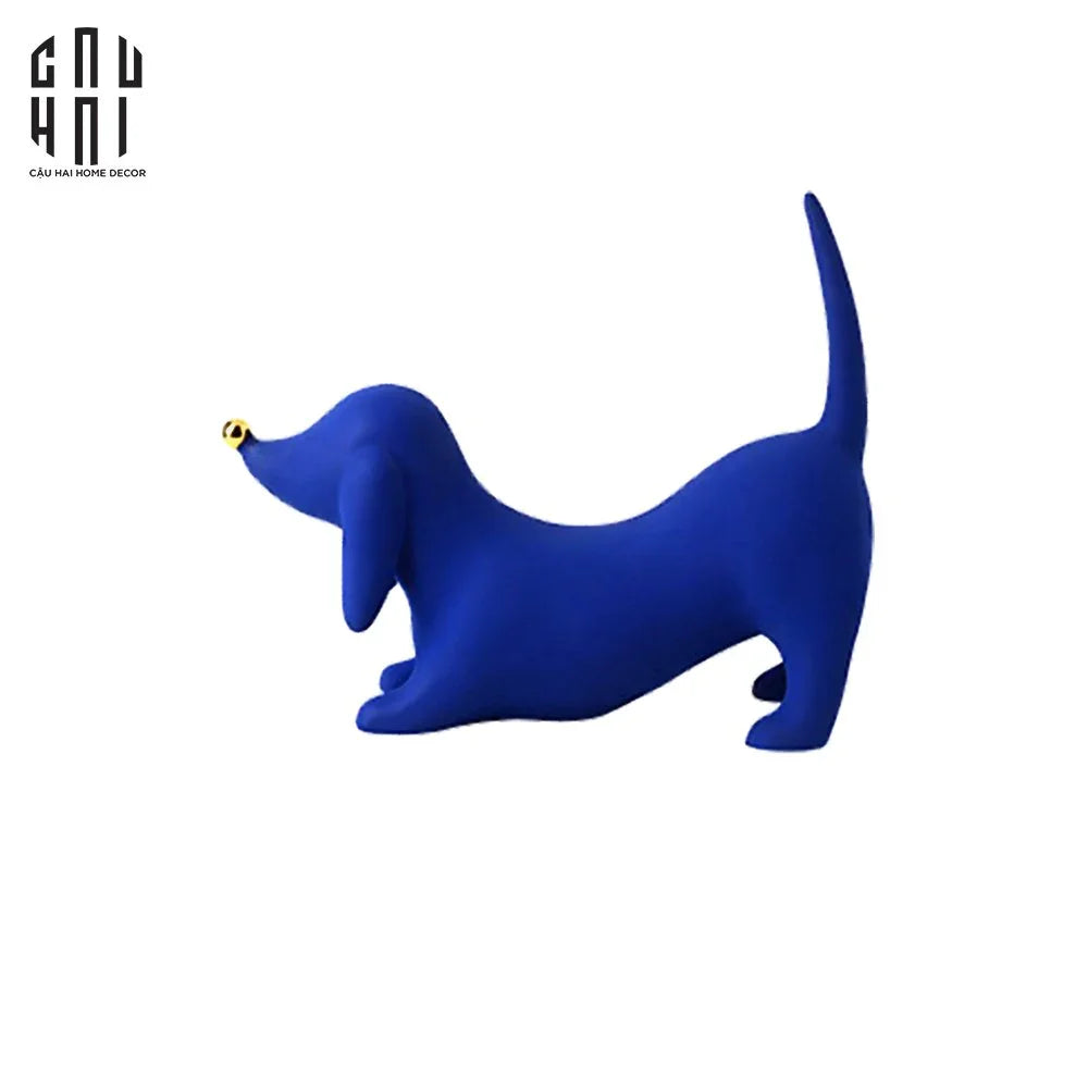TƯỢNG TRANG TRÍ CHÓ BLUE DACHSHUND-CẬU HAI HOME DECOR