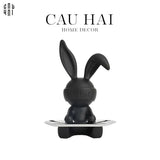 TƯỢNG TRANG TRÍ COMPOSITE MODERN BLACK DISK BUNNY SS25-CẬU HAI HOME DECOR
