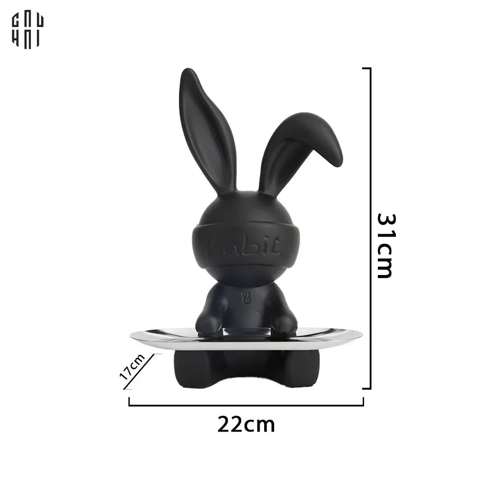 TƯỢNG TRANG TRÍ COMPOSITE MODERN BLACK DISK BUNNY SS25-CẬU HAI HOME DECOR