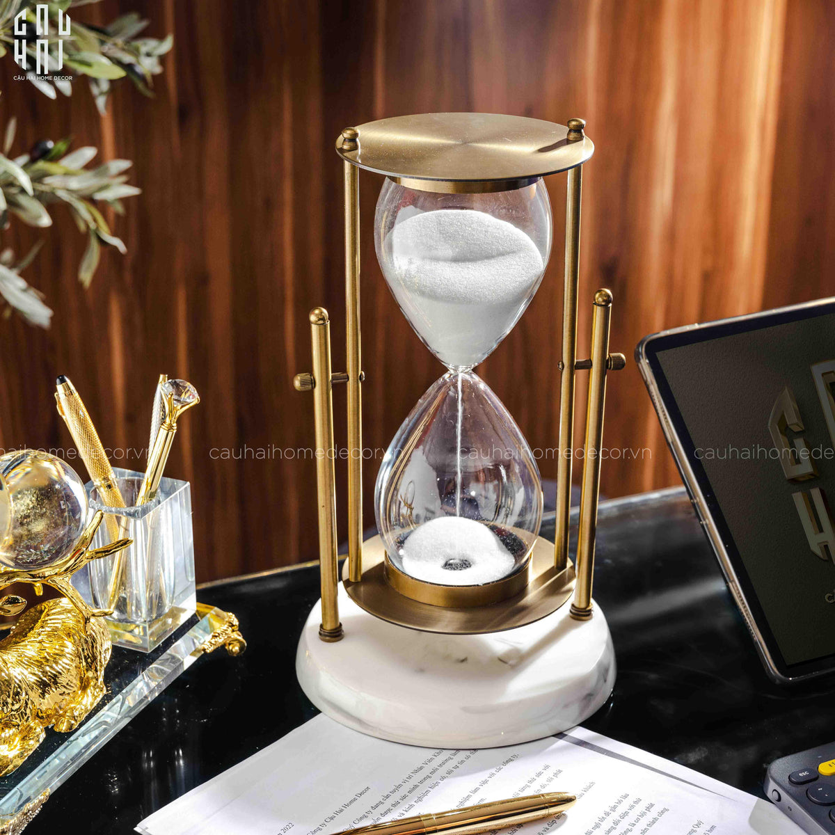 Tượng Trang Trí Đồng Hồ Cát Devian Marble Premium 17x30-Đồng hồ Cát-CẬU HAI HOME DECOR