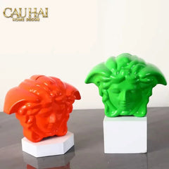 Tượng Trang Trí Đựng Đồng Xu - Couture V Class Money Bank Medusa Signature Orange 18x14-CẬU HAI HOME DECOR