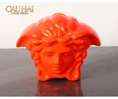 Tượng Trang Trí Đựng Đồng Xu - Couture V Class Money Bank Medusa Signature Orange 18x14-CẬU HAI HOME DECOR