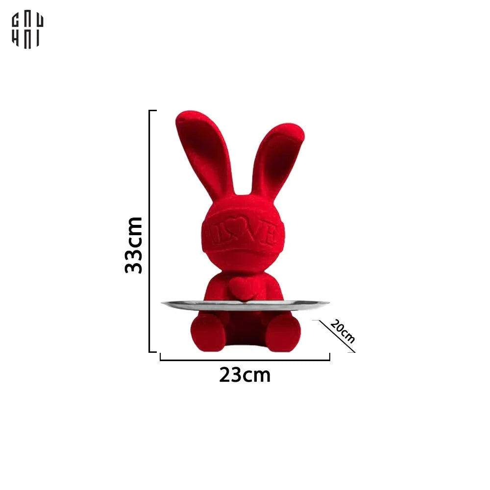 TƯỢNG THỎ RED VELVET BUNNY H33-CẬU HAI HOME DECOR
