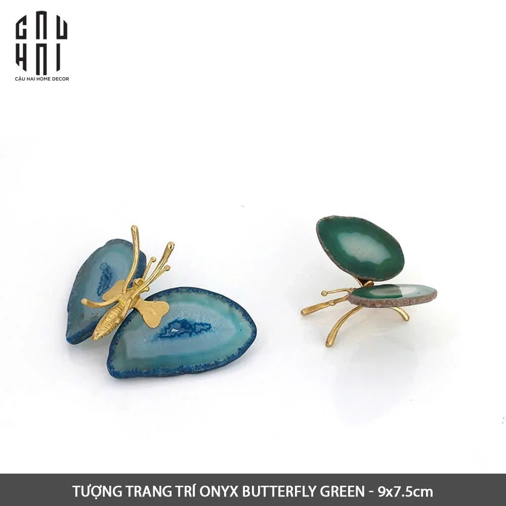 TƯỢNG TRANG TRÍ ONYX BUTTERFLY - GREEN-CẬU HAI HOME DECOR