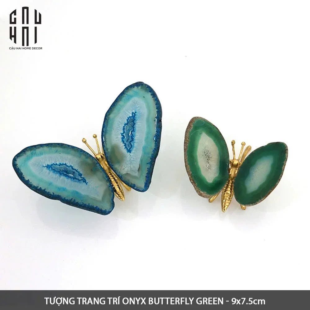 TƯỢNG TRANG TRÍ ONYX BUTTERFLY - GREEN-CẬU HAI HOME DECOR