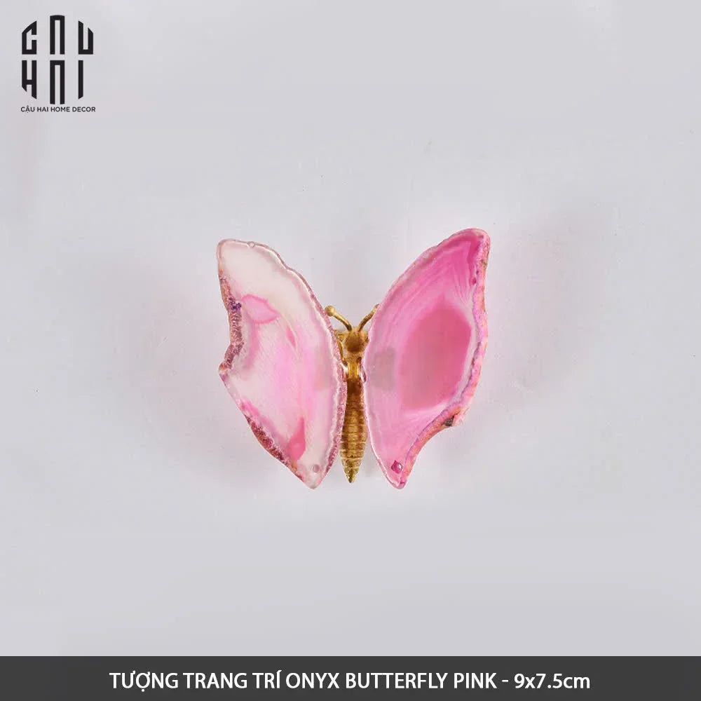 Tượng Trang Trí Onyx Butterfly - Pink-CẬU HAI HOME DECOR