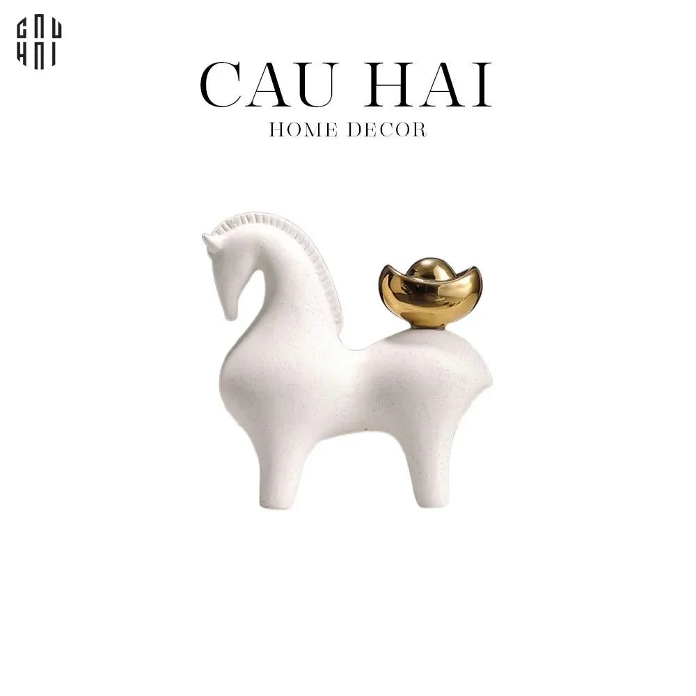 TƯỢNG TRANG TRÍ WHITE CHUBBY HORSE SS25-CẬU HAI HOME DECOR