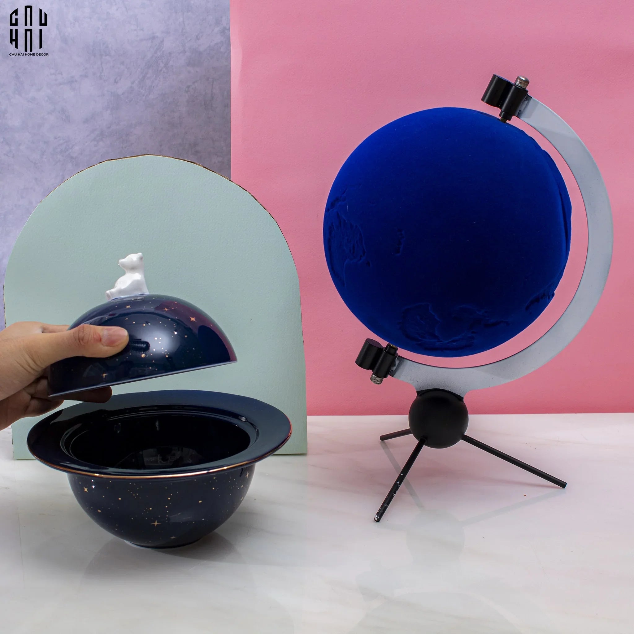 TƯỢNG VELVET BLUE PLANET SS25-CẬU HAI HOME DECOR