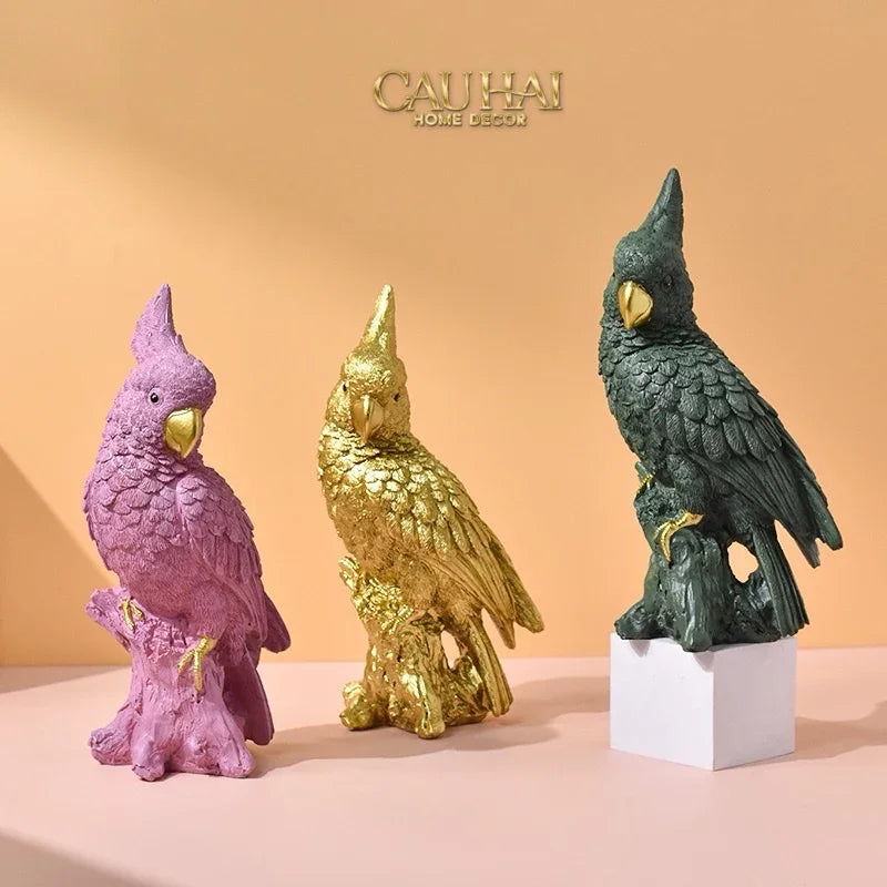 Tượng Vẹt Mào Celadon Parrot-CẬU HAI HOME DECOR