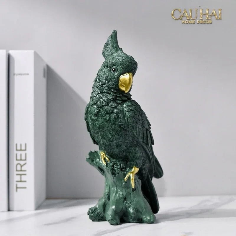 Tượng Vẹt Mào Celadon Parrot-CẬU HAI HOME DECOR