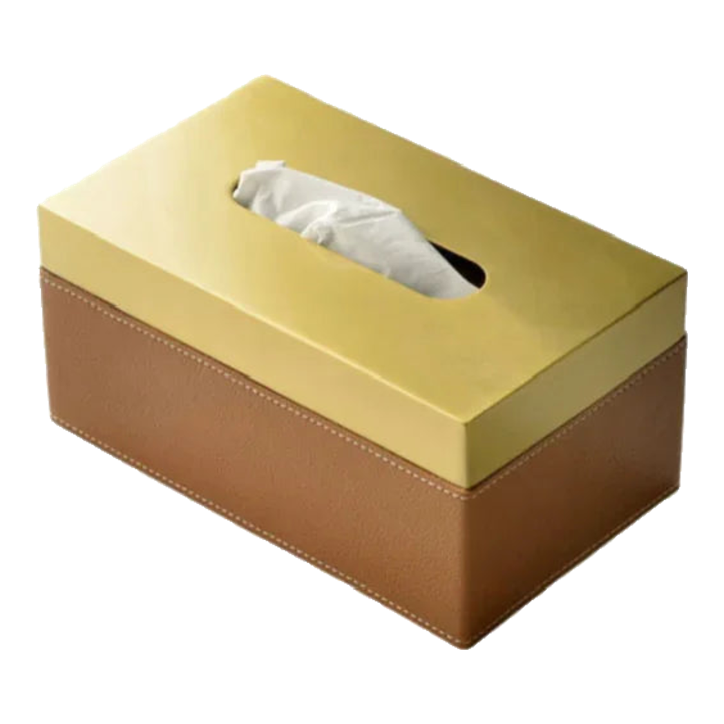 Cognac Premium Leather Tissue Box