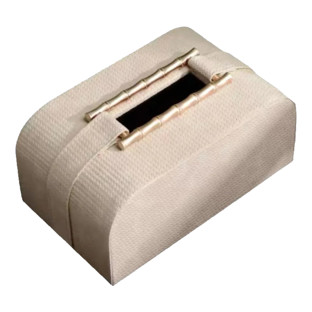 Maison Couture - Hộp Khăn Giấy Gỗ Sồi Bọc Da Cao Cấp Bamboo Signature Saddles - Savoir / Ivoire 22x13-HỘP KHĂN GIẤY-Đối tác tại Trung Quốc theo từng đơn đặt hàng-Ivoire-CẬU HAI HOME DECOR