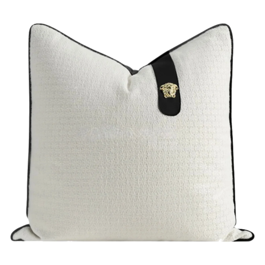 Vỏ Gối Bouclé Medusa Tab Ivory Noir 45x45-VỎ GỐI SOFA-CẬU HAI HOME DECOR