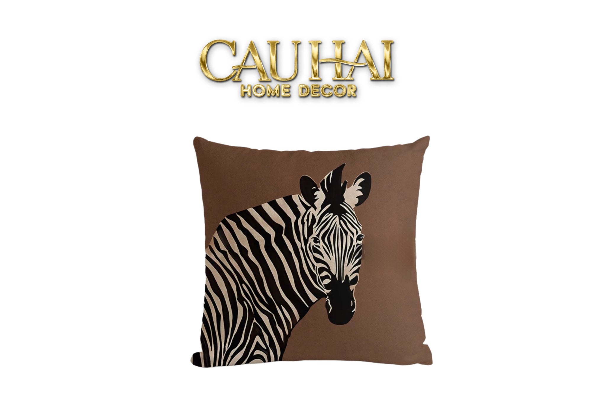 VỎ GỐI CANVAS FIBER ZÈBRE BRUN 45-CẬU HAI HOME DECOR