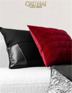 Vỏ Gối Canvas Intrecciato Lux Leather Phantom 50-CẬU HAI HOME DECOR