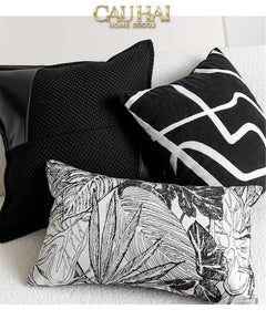 Vỏ Gối Canvas Intrecciato Lux Leather Phantom 50-CẬU HAI HOME DECOR