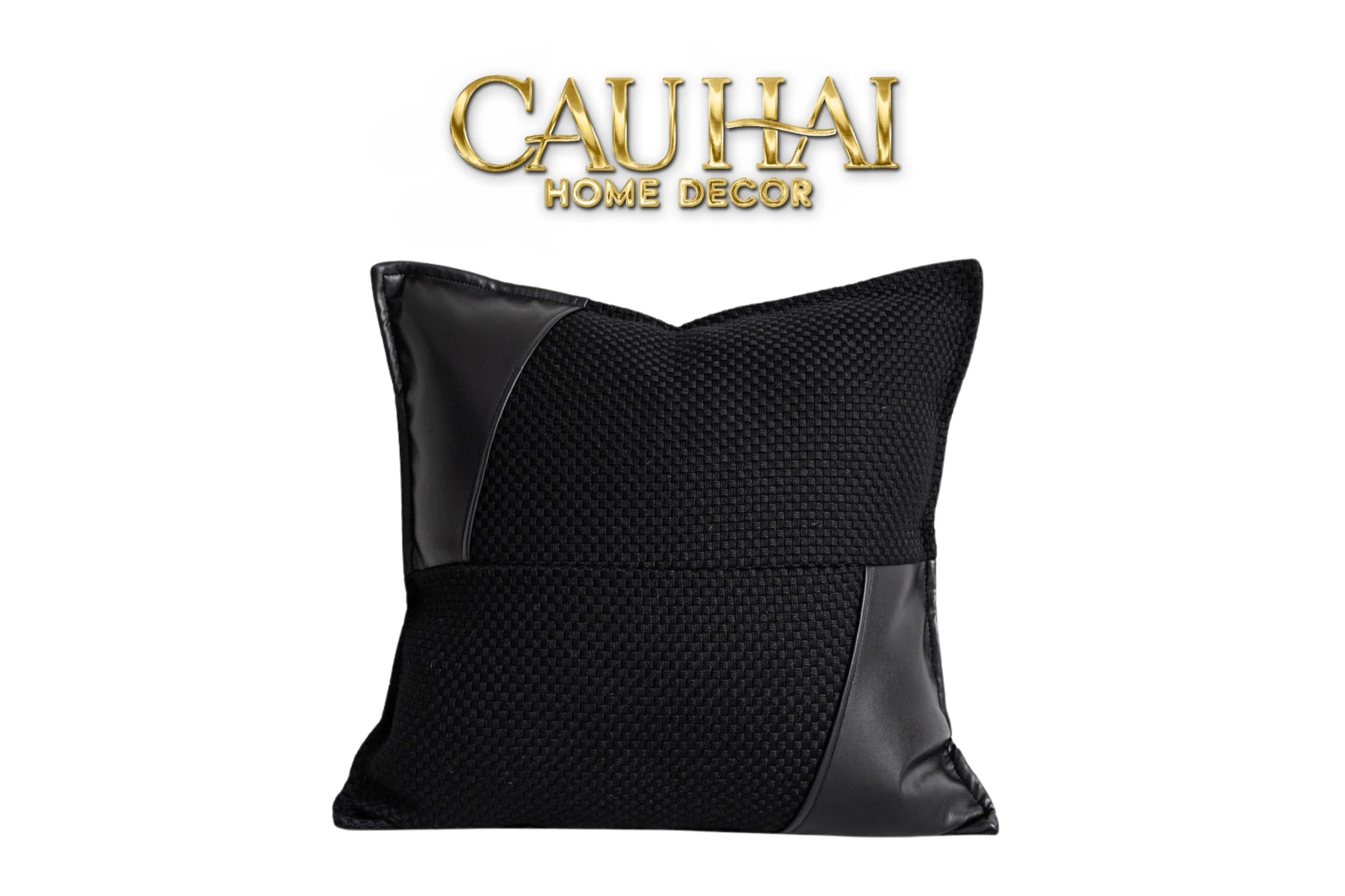 Vỏ Gối Canvas Intrecciato Lux Leather Phantom 50-CẬU HAI HOME DECOR