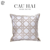 VỎ GỐI CANVAS IVORY CANNAGE 45.-CẬU HAI HOME DECOR