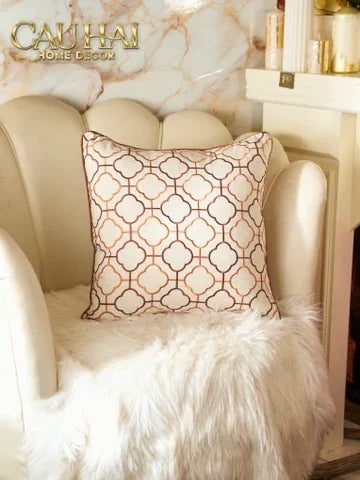Vỏ Gối Canvas Quatrefoil Interlace 45-CẬU HAI HOME DECOR