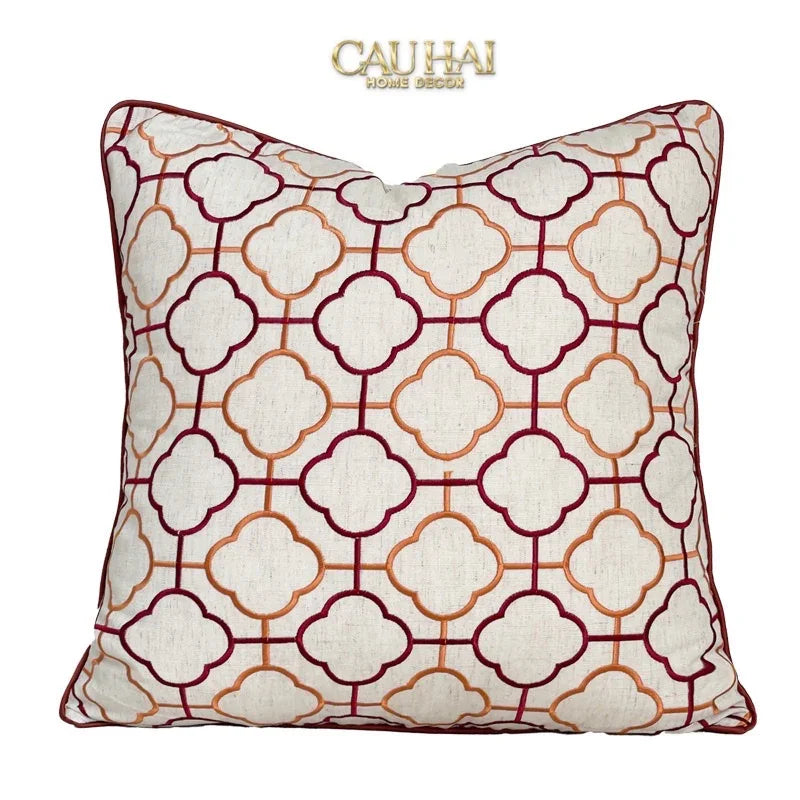 Vỏ Gối Canvas Quatrefoil Interlace 45-CẬU HAI HOME DECOR
