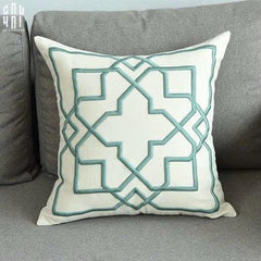 Vỏ Gối Canvas Thêu 3D Turquoise Lattice Trellis 45-CẬU HAI HOME DECOR