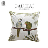 Vỏ Gối Canvas Thêu Tropical Harmony Lovebird 45-VỎ GỐI-CẬU HAI HOME DECOR