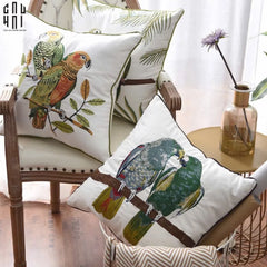 Vỏ Gối Canvas Thêu Tropical Harmony Lovebird 45-CẬU HAI HOME DECOR