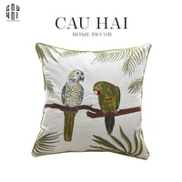 Vỏ Gối Canvas Thêu Tropical Harmony Lovebird 45-CẬU HAI HOME DECOR