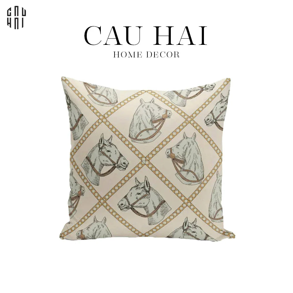 Vỏ Gối Canvas White Pegasus 45.-CẬU HAI HOME DECOR