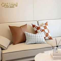 Vỏ Gối Cavalier Checkerboard Ébène Brun Art Cushion 45-CẬU HAI HOME DECOR