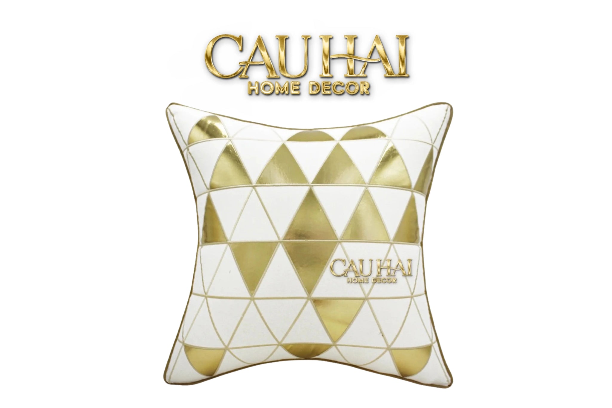 Vỏ Gối Cotton Gold Mosaic Pyramid 50-CẬU HAI HOME DECOR
