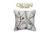 Vỏ Gối Cotton Satin Les Rênes Équestres - Blanc Rouge 45-VỎ GỐI-CẬU HAI HOME DECOR
