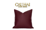 Vỏ Gối Da Burgundy Intrecciato Lattice 45-VỎ GỐI-CẬU HAI HOME DECOR