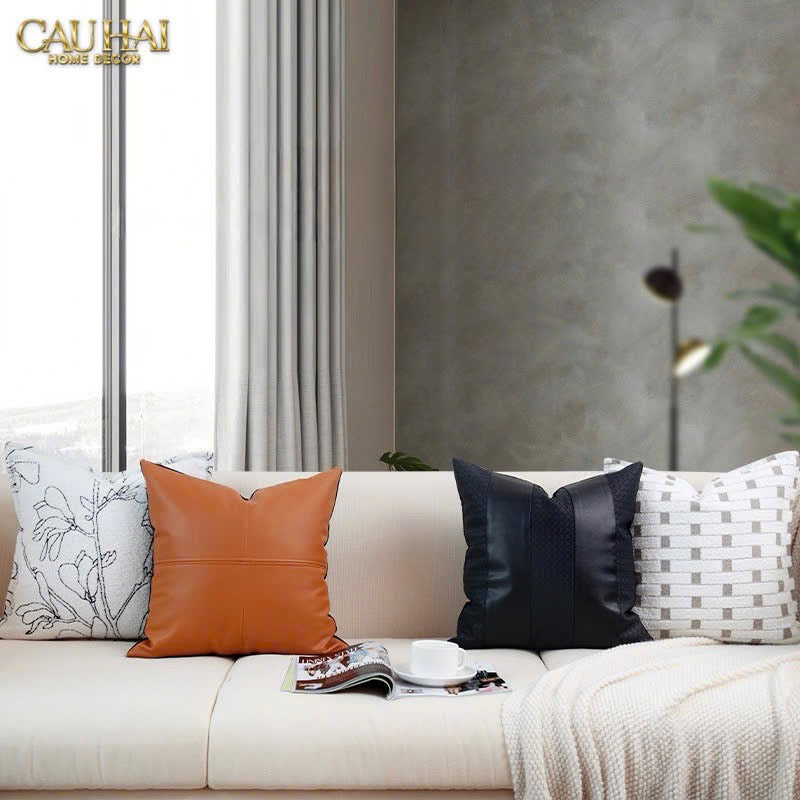 VỎ GỐI DA DARKNIGHT INTRECCIATO 45-CẬU HAI HOME DECOR