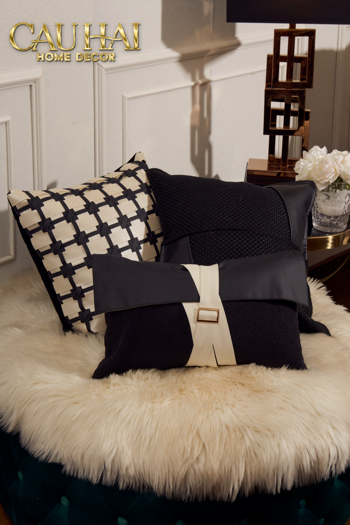 Vỏ Gối Da Darknight Intrecciato 45-VỎ GỐI-CẬU HAI HOME DECOR