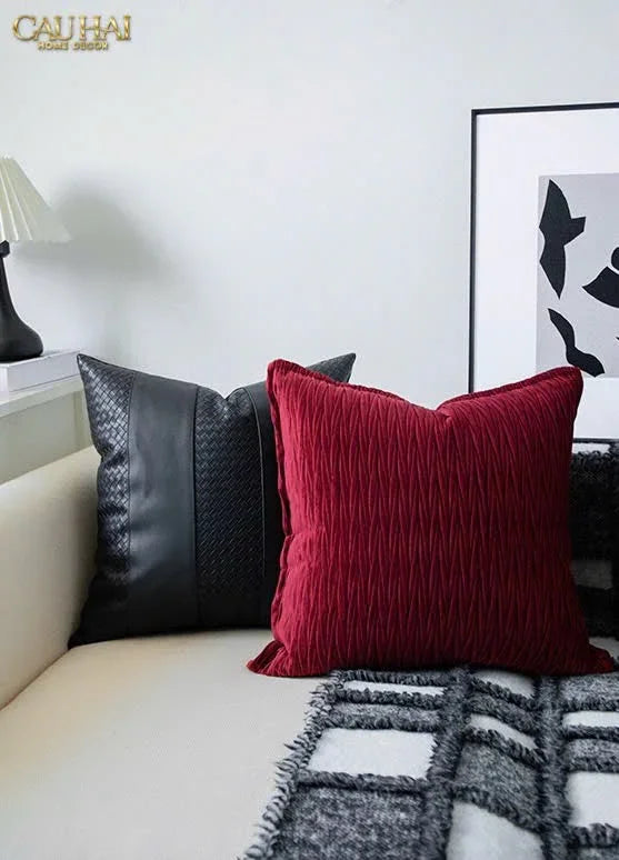 Vỏ Gối Da Darknight Intrecciato 45-CẬU HAI HOME DECOR