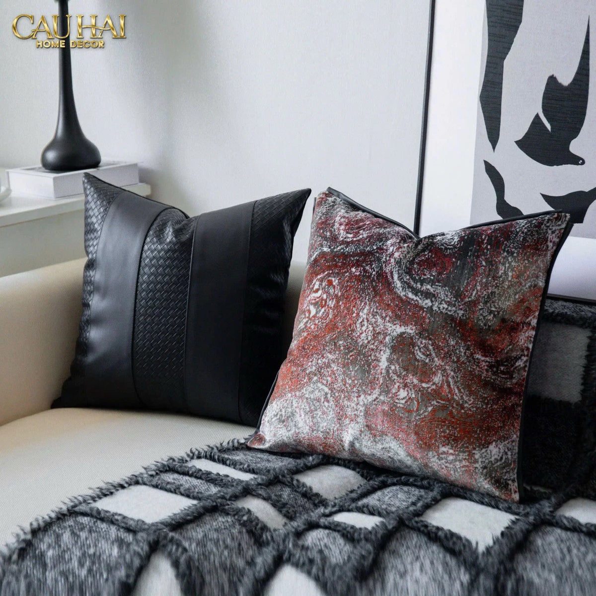 Vỏ Gối Da Darknight Intrecciato 45-VỎ GỐI-Đối tác tại Trung Quốc theo từng đơn đặt hàng-CẬU HAI HOME DECOR