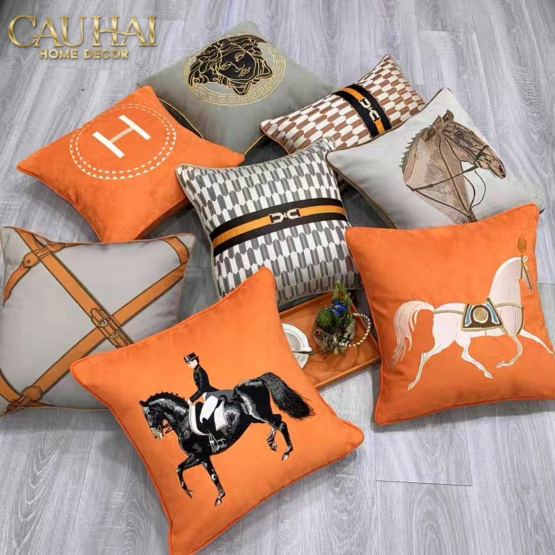 Vỏ Gối Da Harness Noir Saddle Ivory 45x45-VỎ GỐI SOFA-CẬU HAI HOME DECOR-CẬU HAI HOME DECOR