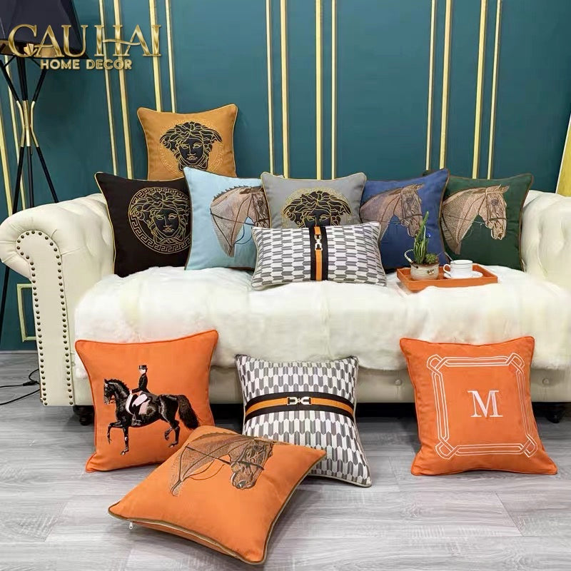 Vỏ Gối Da Harness Noir Saddle Ivory 45x45-VỎ GỐI SOFA-CẬU HAI HOME DECOR-CẬU HAI HOME DECOR