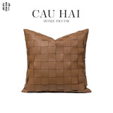 Vỏ Gối Da Pu Cross 45X45Cm-VỎ GỐI SOFA-CẬU HAI HOME DECOR