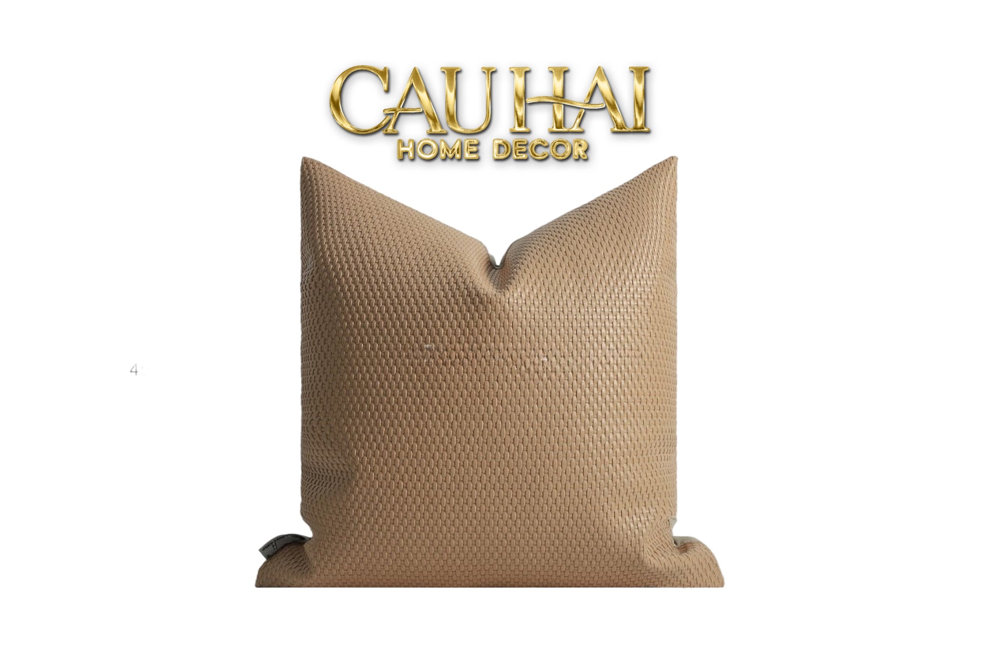 VỎ GỐI DA WOVEN CARAMEL 45-CẬU HAI HOME DECOR