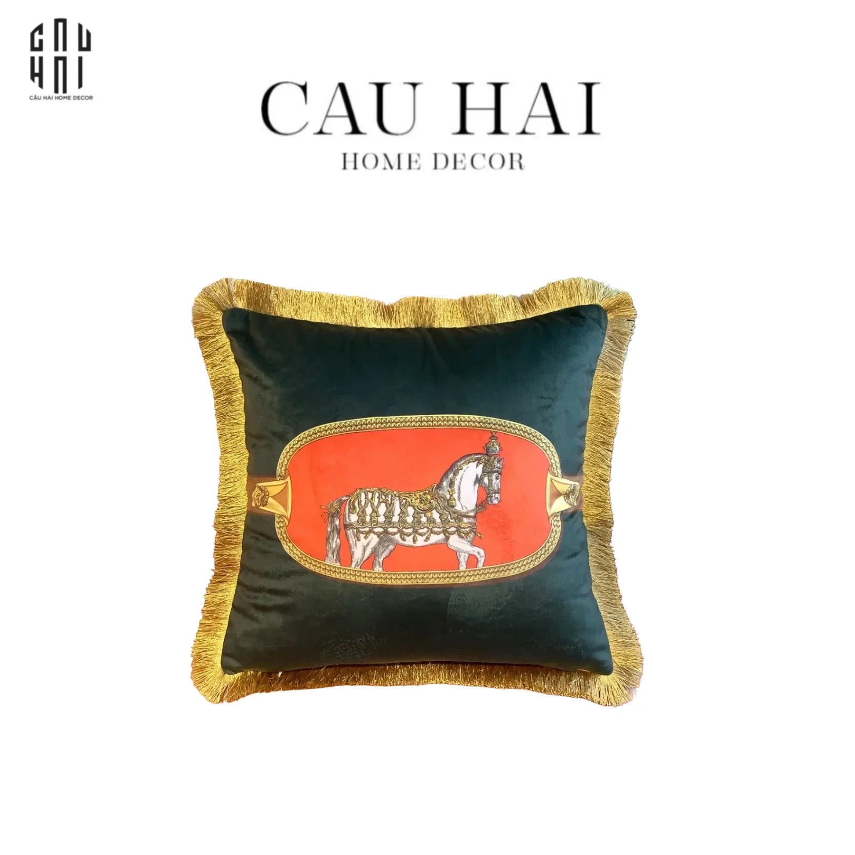 VỎ GỐI ÉMERAUDE CHEVAL 45.-CẬU HAI HOME DECOR