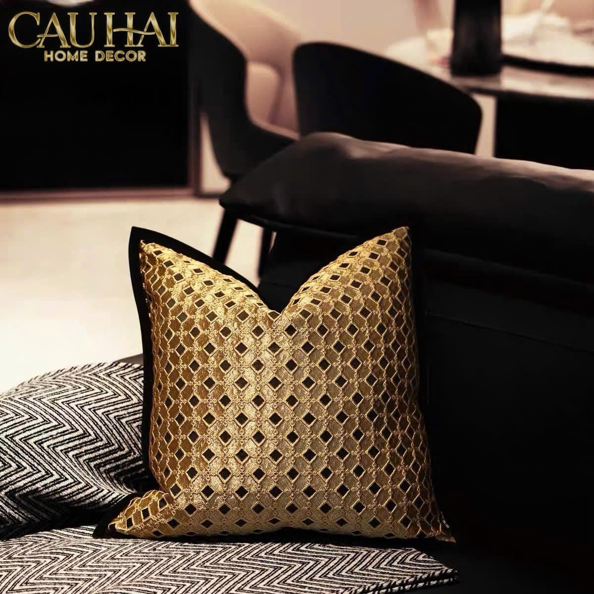 VỎ GỐI JACQUARD D’OR LATTICE 50-CẬU HAI HOME DECOR