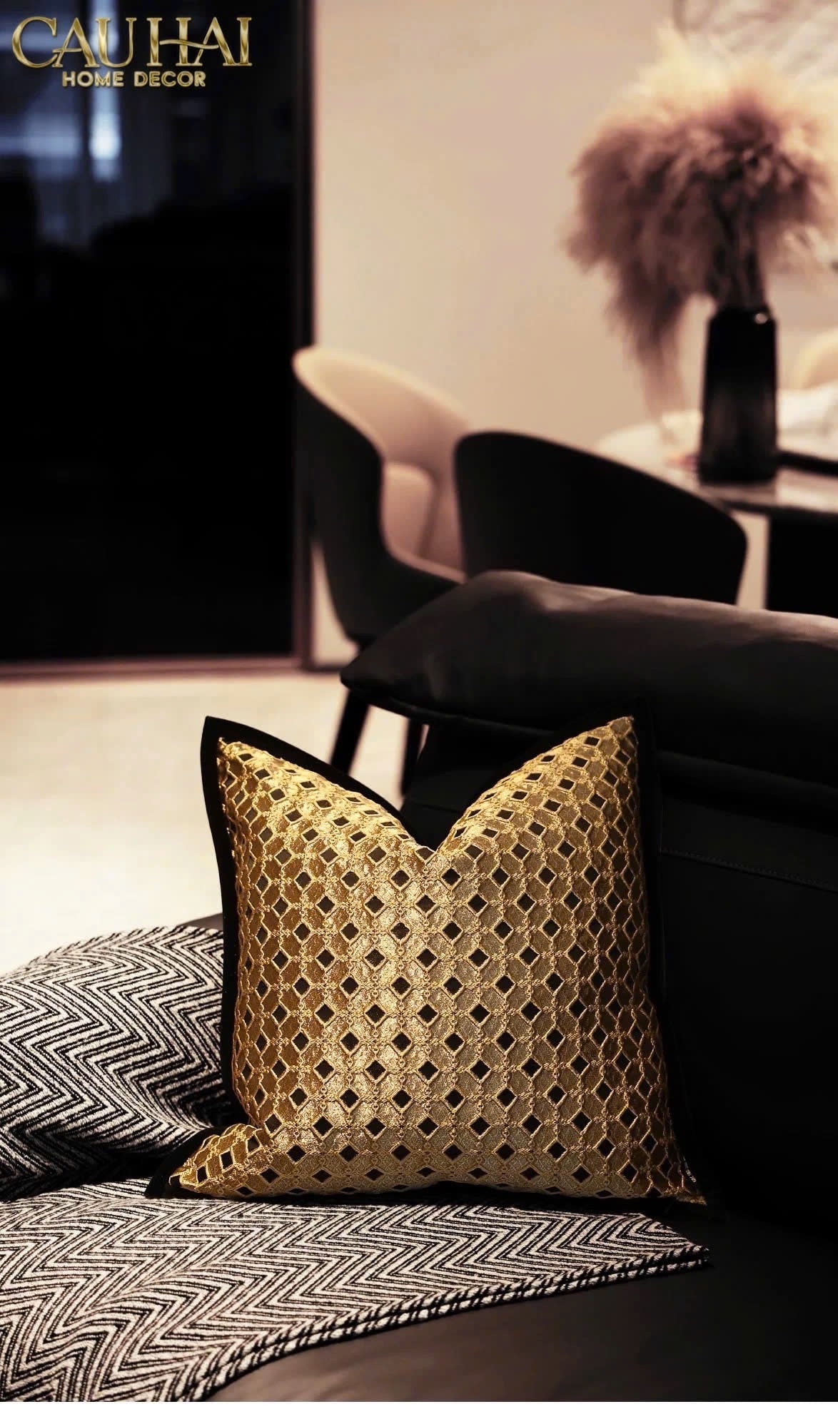 VỎ GỐI JACQUARD D’OR LATTICE 50-CẬU HAI HOME DECOR