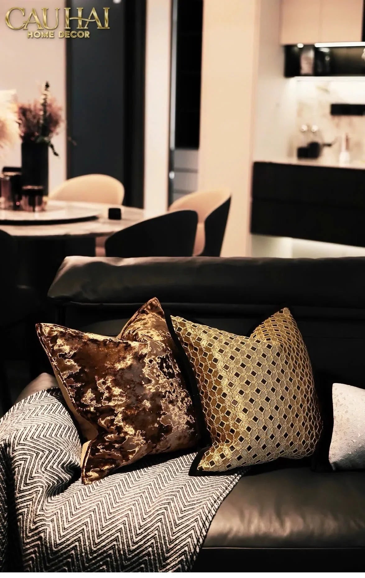 Vỏ Gối Jacquard D’Or Lattice 50-VỎ GỐI-CẬU HAI HOME DECOR
