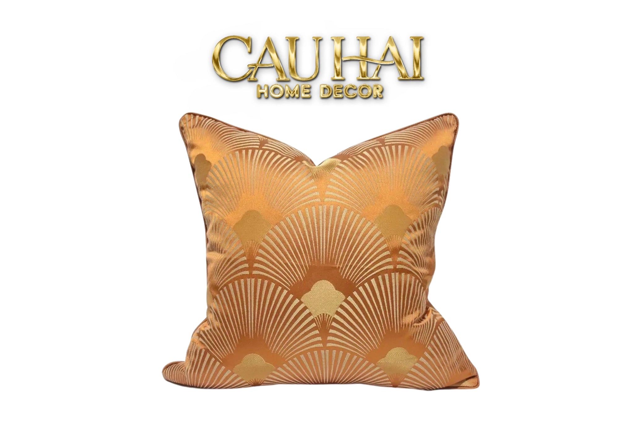 Vỏ Gối Jacquard Tangerine D'Or Art Déco Fan 45-CẬU HAI HOME DECOR
