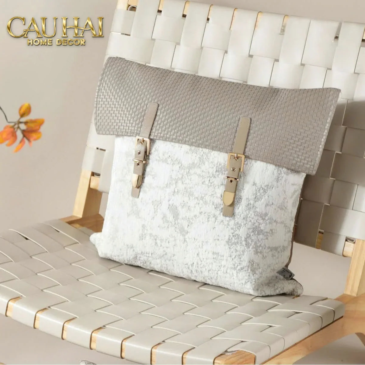 Vỏ Gối Latte Intrecciato Jardin D'Or Tonkin 45-VỎ GỐI-Đối tác tại Trung Quốc theo từng đơn đặt hàng-CẬU HAI HOME DECOR