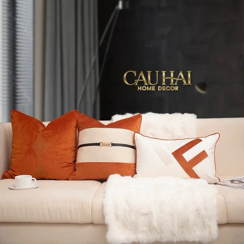 Vỏ Gối L'Équestre Harnais - Sunset Ivory 45-CẬU HAI HOME DECOR